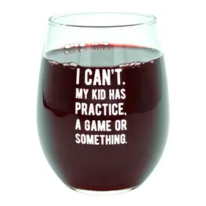 I Cant My Kid Has Practice A Game Or Something Wine Glass Funny Sarcastic Parenting Novelty Cup-15 oz Funny Wine Glass Funny Sarcastic  Novelty Wine Glass White Standard