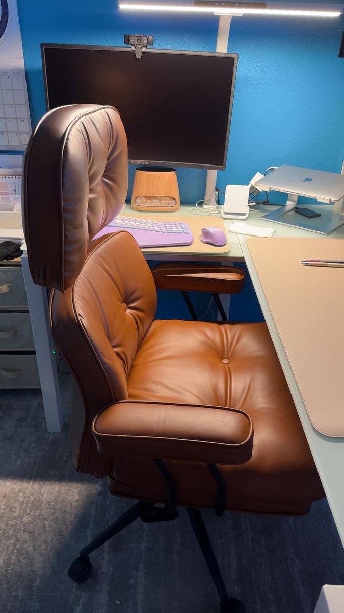 Item: PU Light Brown, High Back, Thick Cushion 