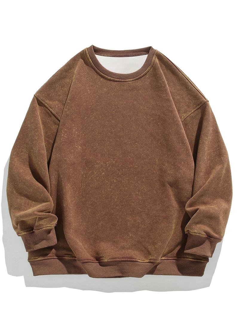 Men's Regular Fit Plain Crewneck Sweatshirt Long Sleeve Pullover Warm Comfortable Ribbed Classic Top Casual Long Sleeve for Fall Winter Menswear