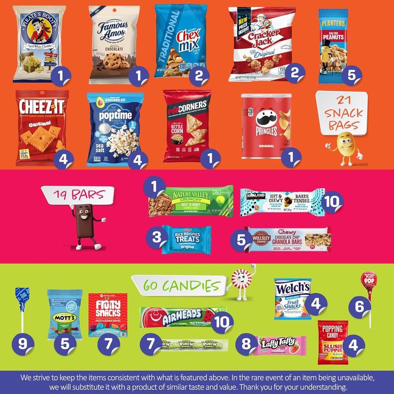 I AM Snacky - Valentines Day Snack Box Variety Pack Care Package + Greeting Card - SNACKY'S PARTY PACK (100 Count) Birthday Sweet Treats Gift Basket, Candies Chips