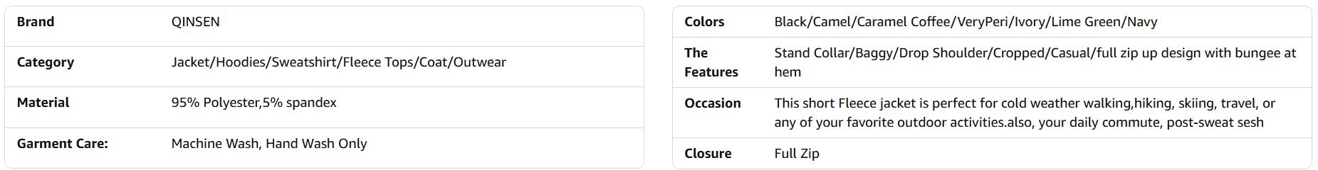 QINSEN Women's Full Zip Fleece Short Jacket Warm Winter Long Sleeve Stand Collar Sherpa Crop Coat Super Soft Polar Fleece Baggy Relaxed Fit for Cold Weather Activities
