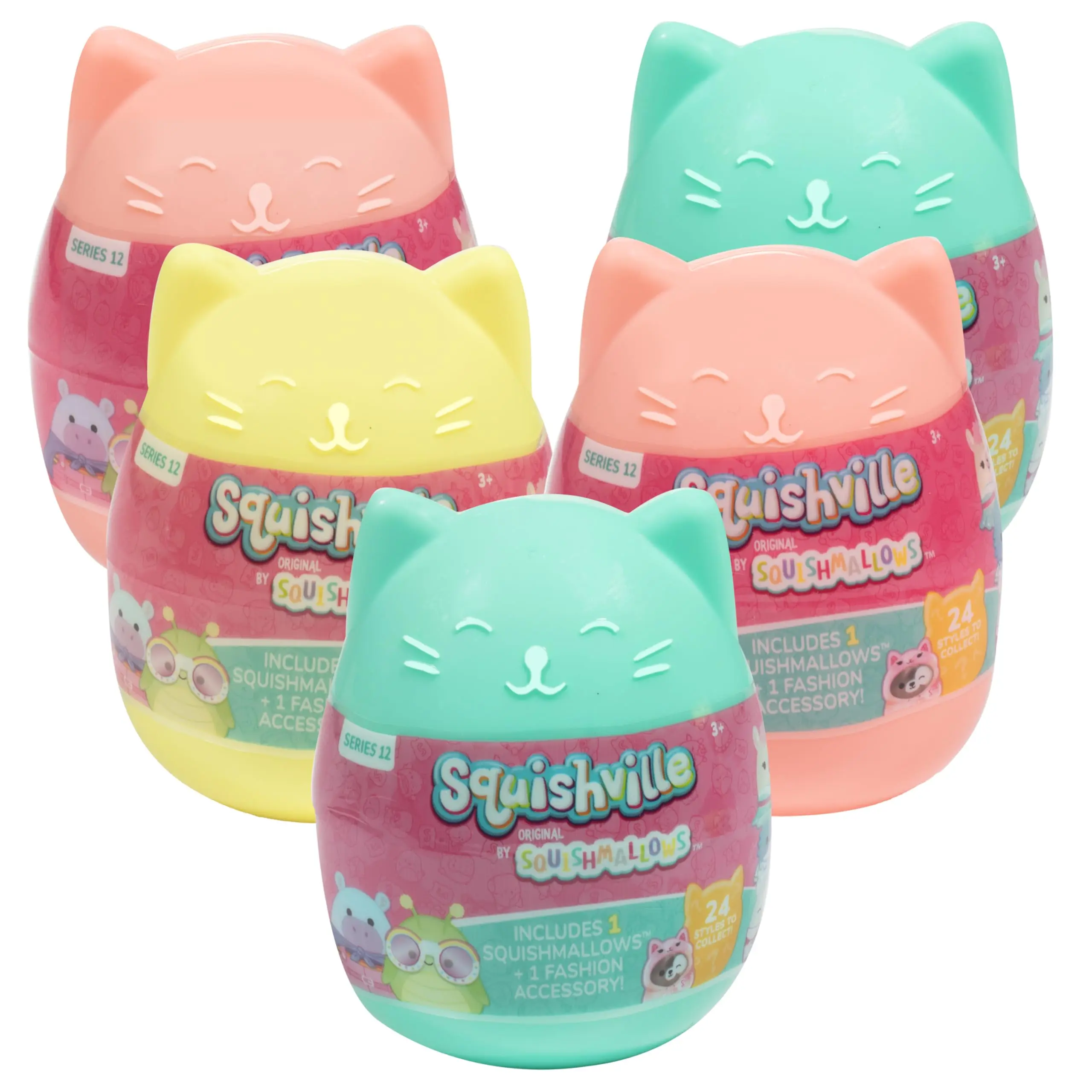 Squishmallows Squishville Series 12 Mini Mystery Plush (5 Pack) Value Pack Official Jazwares Plush - Collectible Soft & Squishy Blind Capsules - Styles May Vary - Gift for Boys, Girls & Kids