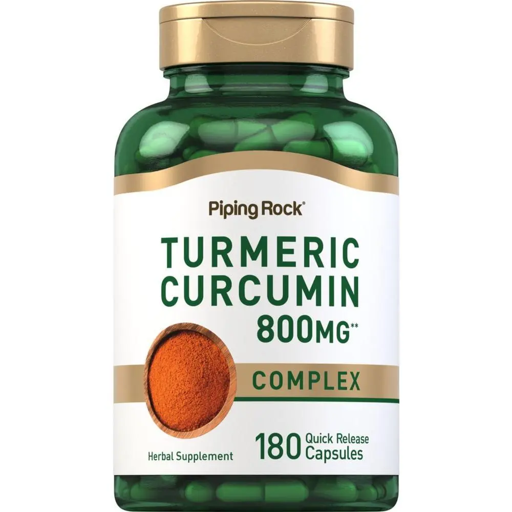 Piping Rock Turmeric Curcumin Supplement 800mg | 180 Capsules | Herbal Extract Complex | Non-GMO, Gluten Free