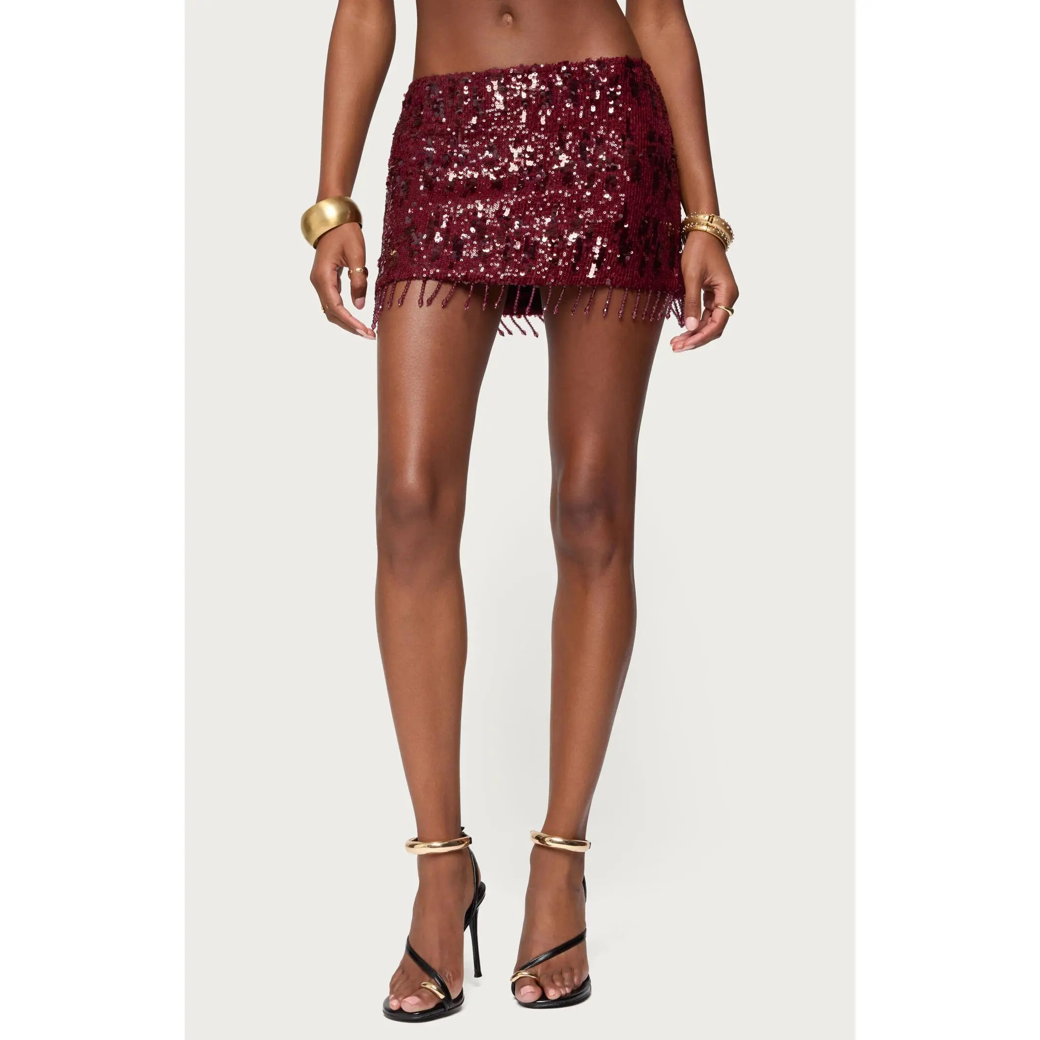 Edikted Women's Dalis Fringed Sequin Mini Skirt - Multicolor