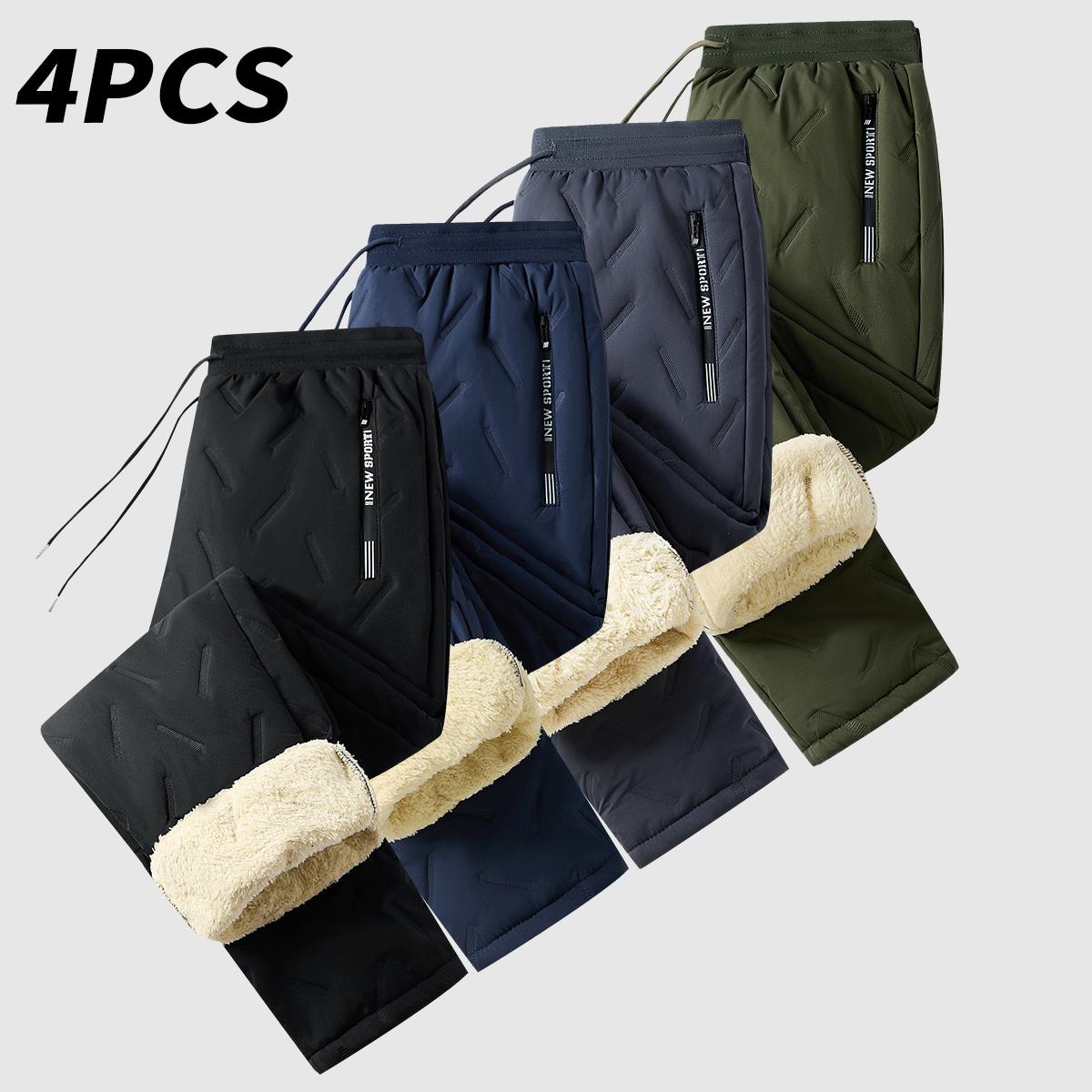 Men’s Warm Thermal Winter Snow Pants Ideal for Workouts & Outdoor Activities Machine Sweatpants Men Perfect for Extreme Cold Weather Layered Solid Color Design Regular Fit Menswear Top Stylish Trousers Men’s Casual Plain drawstring waistband