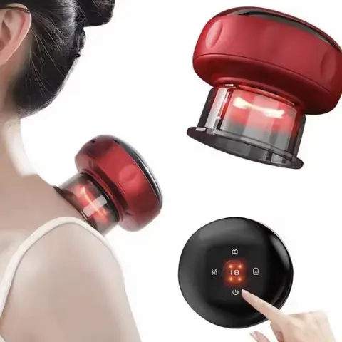Professional Smart Cupping Machine - Battery-Powered Cordless Portable Pressure Massager for Adults, Adjustable Heating Modes, Lower Back Pain Relief, Built Red Light Design, Cupping Therapy Beauty Therapy At-Home Spa Body Tool, Sohochic