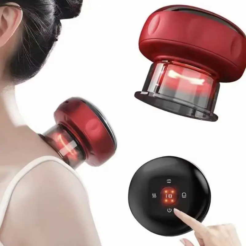 Professional Smart Cupping Machine - Battery-Powered Cordless Portable Pressure Massager for Adults, Adjustable Heating Modes, Lower Back Pain Relief, Built Red Light Design, Cupping Therapy Beauty Therapy At-Home Spa Body Tool, Sohochic