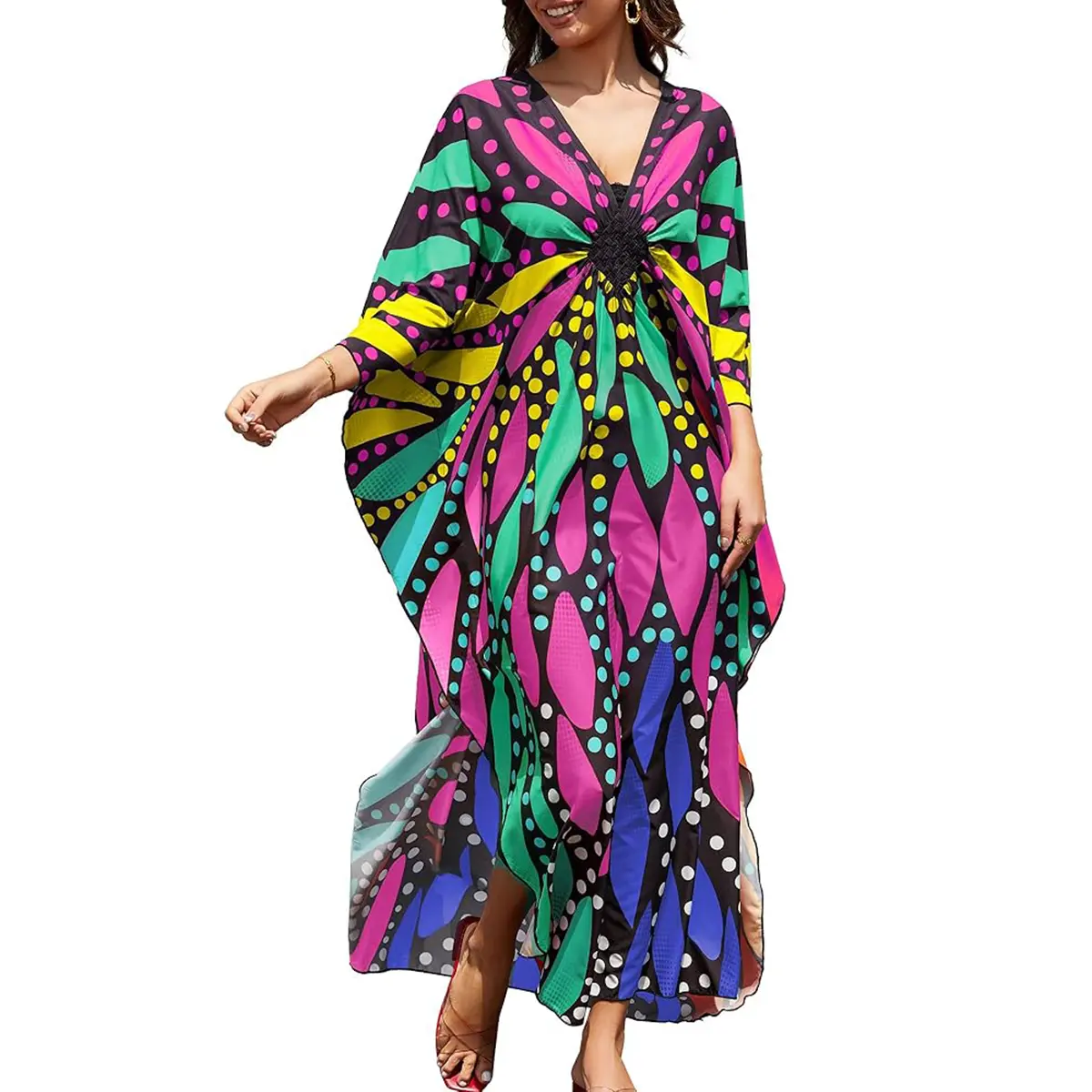 Green & Pink Petal Polka Dot