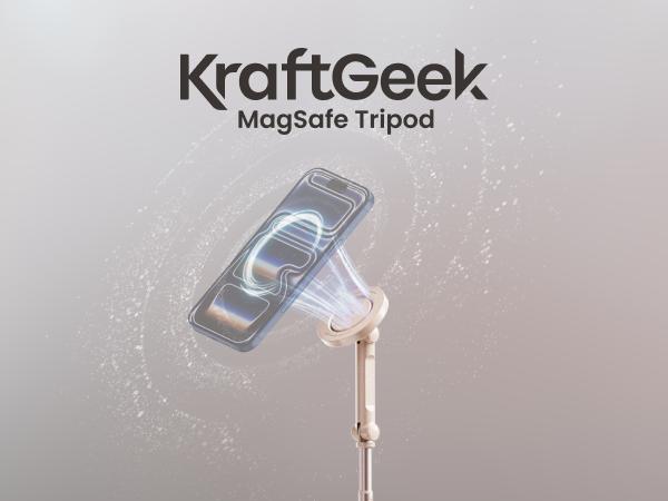 KraftGeek JustTap Ombré Peach Magnetic 66" Selfie Stick Tripod for iPhone 17 & Pixel 10, Automatic Tap-to-open Phone Tripod, Compatible with MagSafe, Fits iPhone 12-17 Series, MagSafe Case & Other Phones with Metal Ring