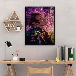 Tanjiro in Wisteria Flower Demon Slayer Poster – Beautiful Nature & Anime Character, Manga Decor & Gift_Poster