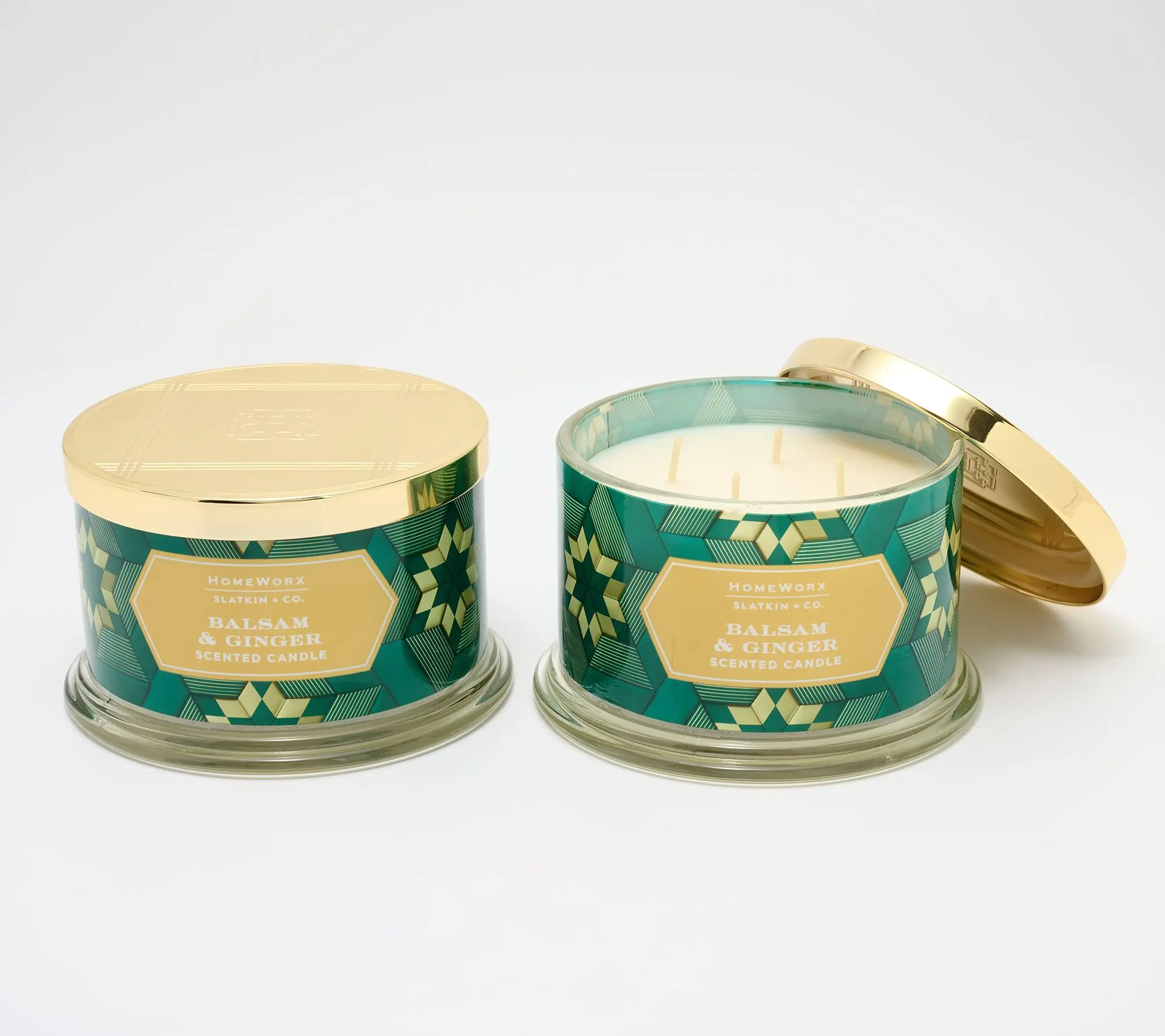 HomeWorx by Slatkin + Co. S/2 18oz Balsam & Ginger Candles