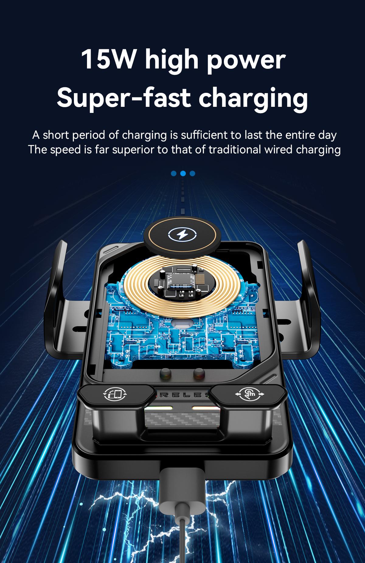 Wireless Car Charger Fast Rotatable Auto Clamping Car Charger Phone Holder fit iPhone Pro  tags Smartphone Cellphone Charging Electronic magnetic 360 rotating Lightning Bracket