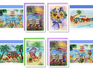 TUMYBEE Happy Retirement Card, Congrats Card for Coworker, Retired Congratulations Card, Graduation, Beach Themed, 3D Quilled Quilling Card for Mom, Dad, Grandma, Boss (Sea Vacations)