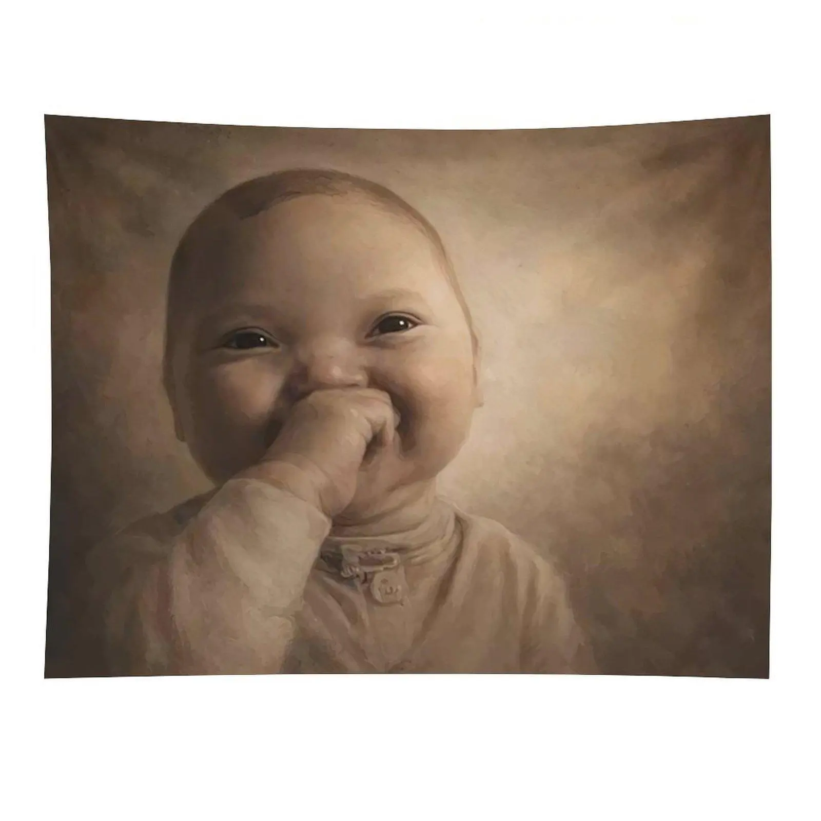 AI Baby Tapestry - Vintage Funny Meme Wall Hanging, Polyester Home Accessory with Hooks, Funky Unique Home Decor, Machine Washable Warmth Adder for Room, Living Room