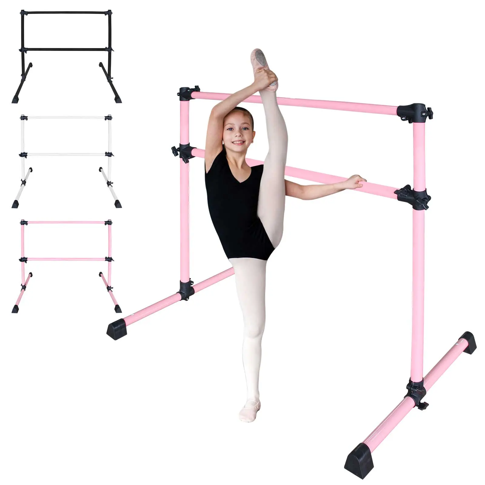 Fahuac Ballet Barre, 48-Inch Portable Freestanding Bar with Stepless Height Adjustment, Rotating Base and Non-Slip Rubber Pads for Home Studio, Stretching & Endurance Training