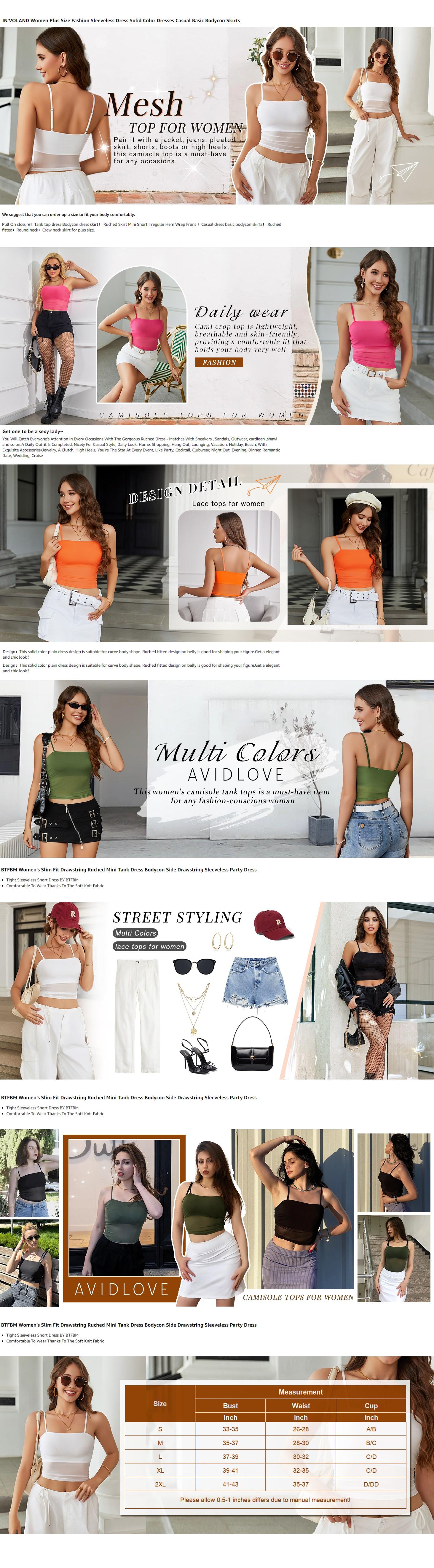 Avidlove Bralettes for Women Spaghetti Strap Mesh Tank Top Tube Y2K Camisole