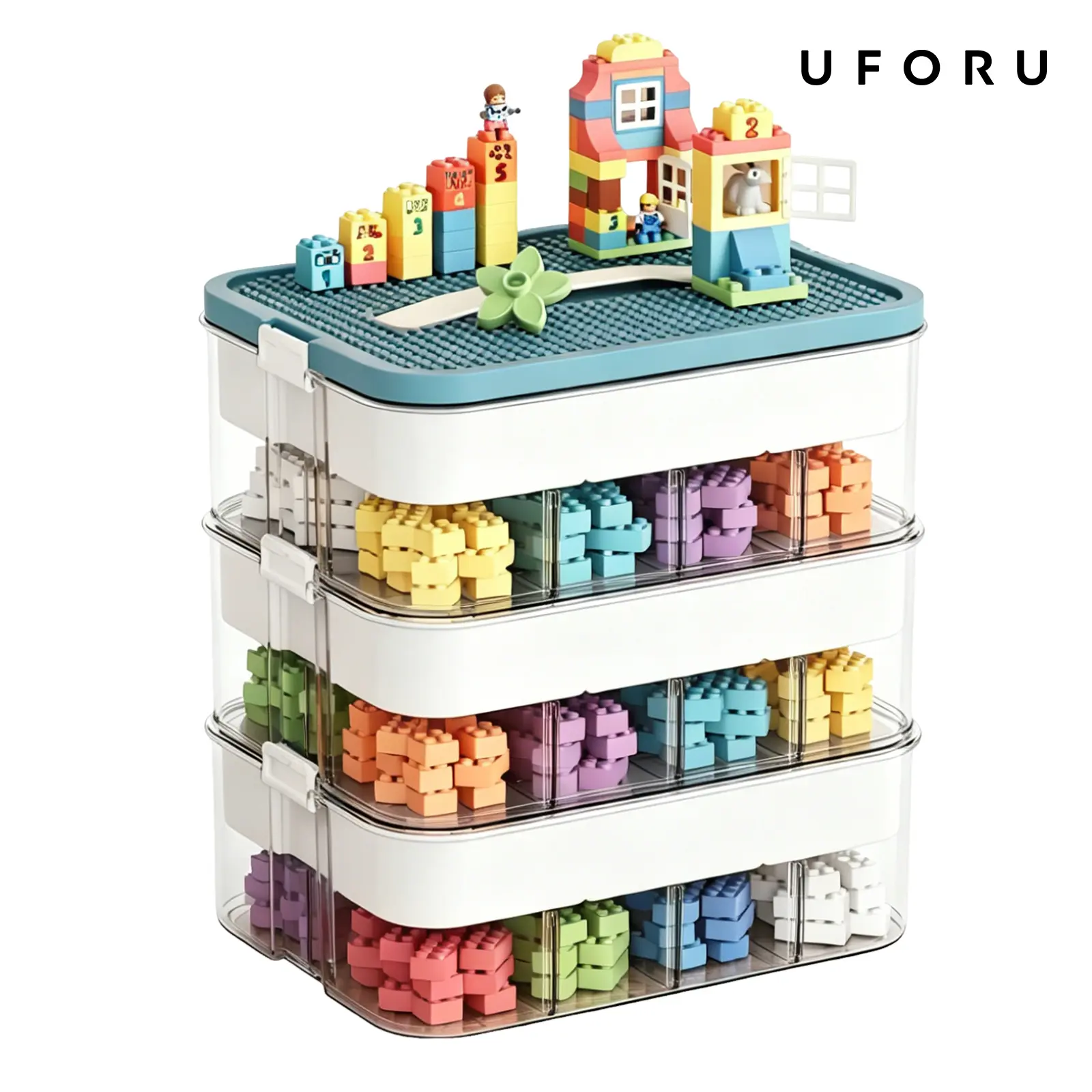 UFORU Small Building Blocks 3-Tier Storage Box, Stackable Clear Plastic Organizer with Lid & Adjustable Dividers, Ideal for Small Bricks & Tiny Toy Parts, Perfect for Home & Game Room Toy Storage, Made of Transparent Plastic.dealsforyou#SummerWins