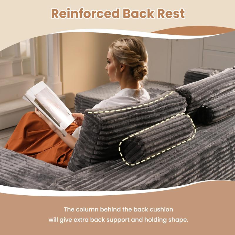 Boneless Cloud Sectional Sofa Couches,Modular Sectional Sofa No Assembly, Plush Corduroy Large U Shaped Floor Couch Set with Deep Seat Ottoman for Living Room Boneless Cloud Sectional Sofa Couches,Modular Sectional Sofa No Assembly, Plush Corduroy Large U Shaped Floor Couch Set with Deep Seat Ottoman for Living Room