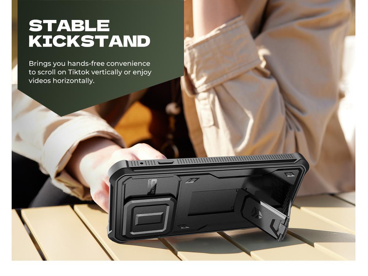 Dexnor for Motorola Moto Edge 2025 Case, [2 Front Frame] [Built-in Magnetic Slide Camera Cover & Kickstand] Heavy Duty Protection Shockproof Phone Case with Screen Protector, 6.7 inch