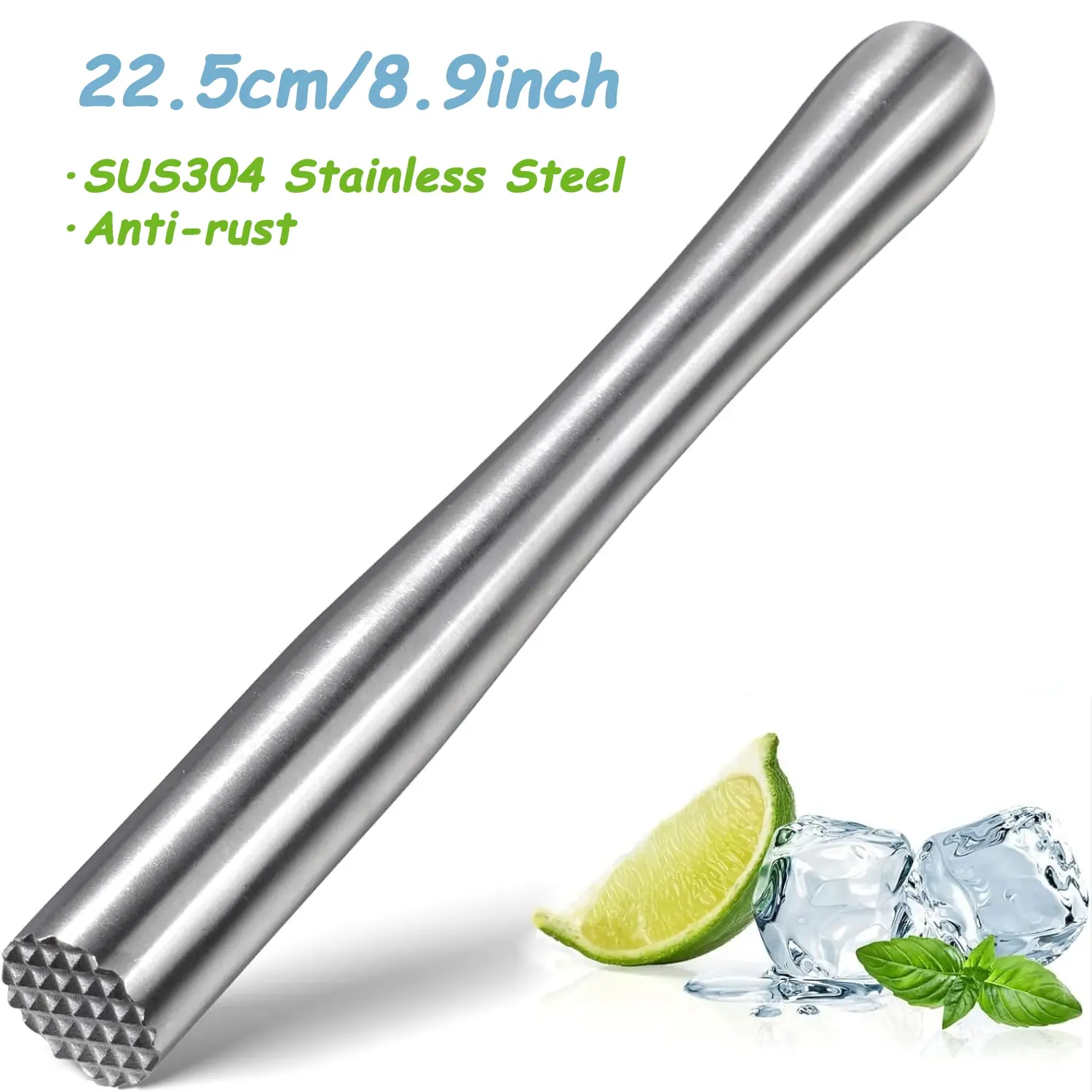 304 Stainless Steel Muddler, Durable Ice Crusher Tool for Bars & Home Mixologists, Ideal for Mojitos, Cocktails, and More, Home Bar Drink Accessories Utensils