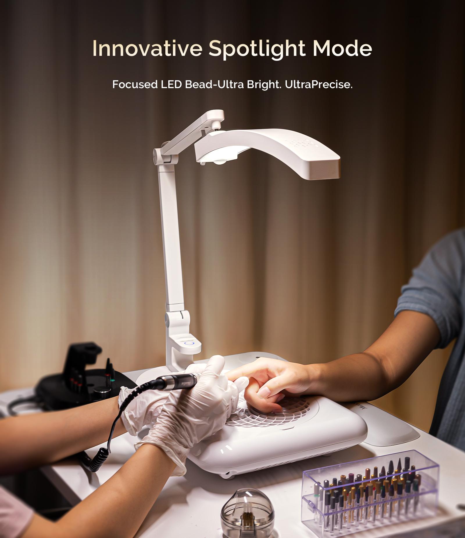 MelodySusie LED Manicure Table Lamp for Nail Techs, S-Pro29G Professional Nail Desk Light with Magnetic UV Curing Lamp, Adjustable Arm, Dimmable Brightness & 3 Color Temps for Gel Nails & Nail Art