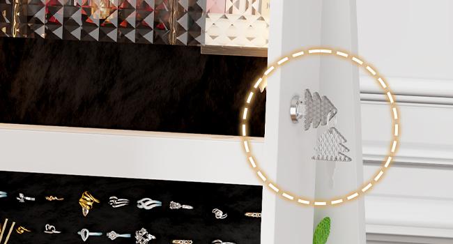 Miu 360° Swivel Standing Jewelry Cabinet with LED Light, mirror cabinet,jewelry armoire，Mirror with storage，Standing Jewelry Armoire Organizer gift idea