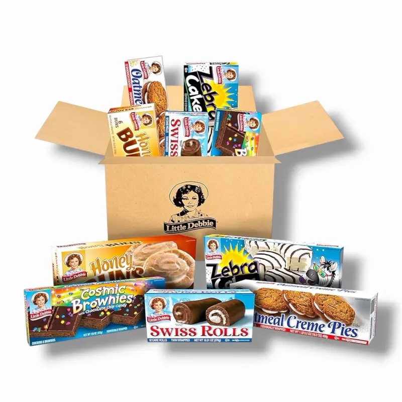 Little Debbie Variety Pack, Zebra Cakes, Cosmic Brownies, Honey Buns, Oatmeal Creme Pies, and Swiss Rolls/Nutty Buddy Bars (1 Box Each), 48 Piece Assortment