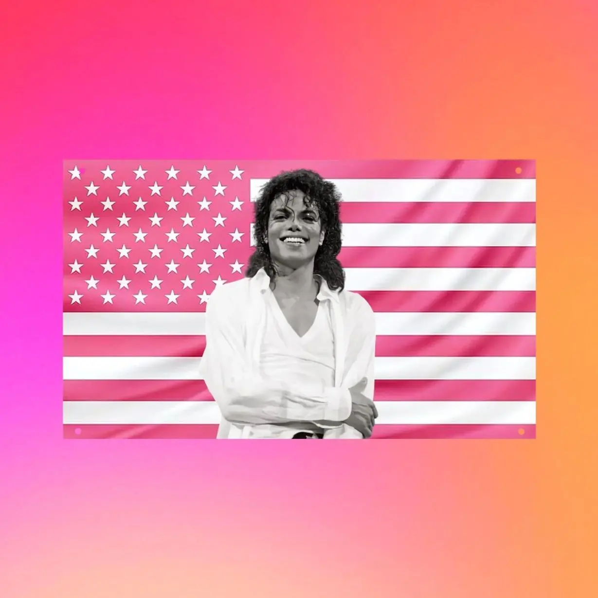 Michael Jackson Flag, Pink USA Flag Tapestry, King of Pop Wall Decor, Music Legend Poster, Vintage Singer Room Decor