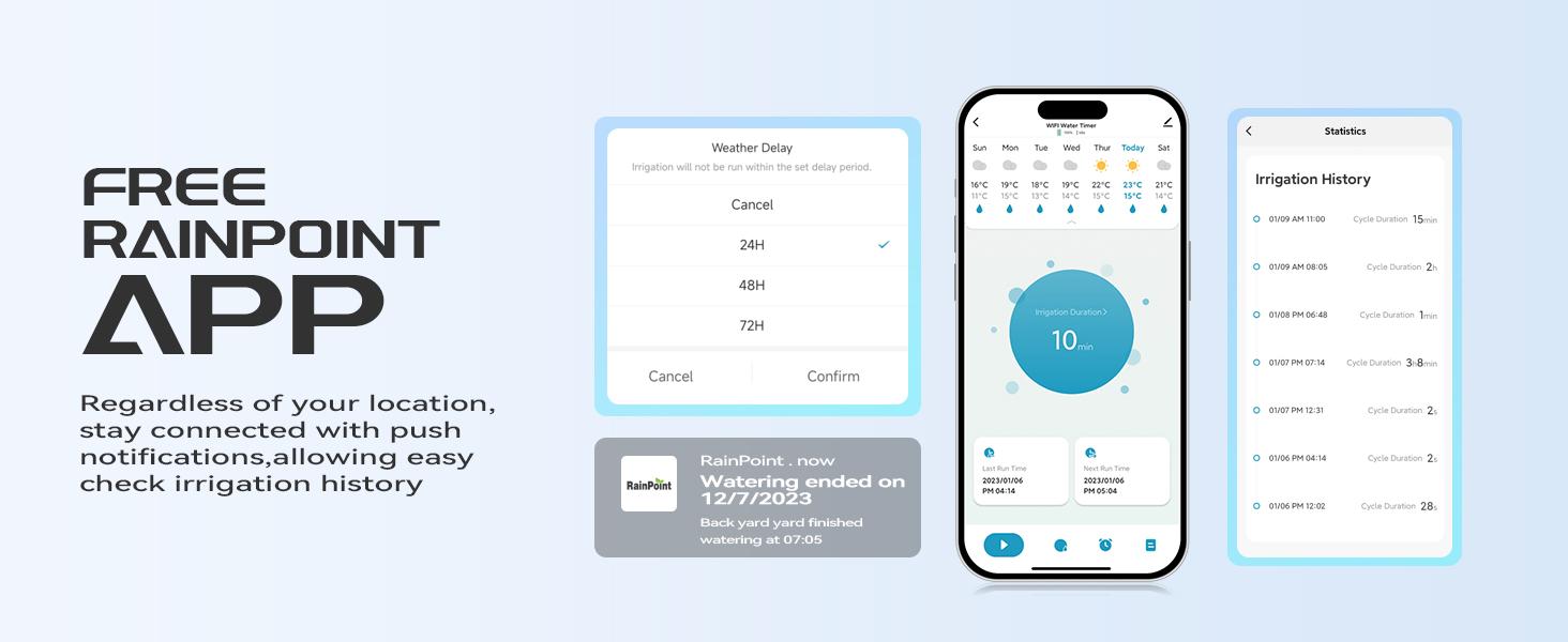 RainPoint WiFi Water Timer V2 2025 Release Brass Inlet Smart Hose Faucet Timer Automatic Irrigation System Controller with APP Control via 2.4Ghz WiFi and Bluetooth