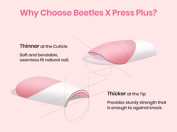 Beetles Press On Nails French Tip  4 in 1 Nail Tips Gel Nail , No File Need DIY Manicure for Easy False Nail Tips Soak Off Uv Nail Extension for Women