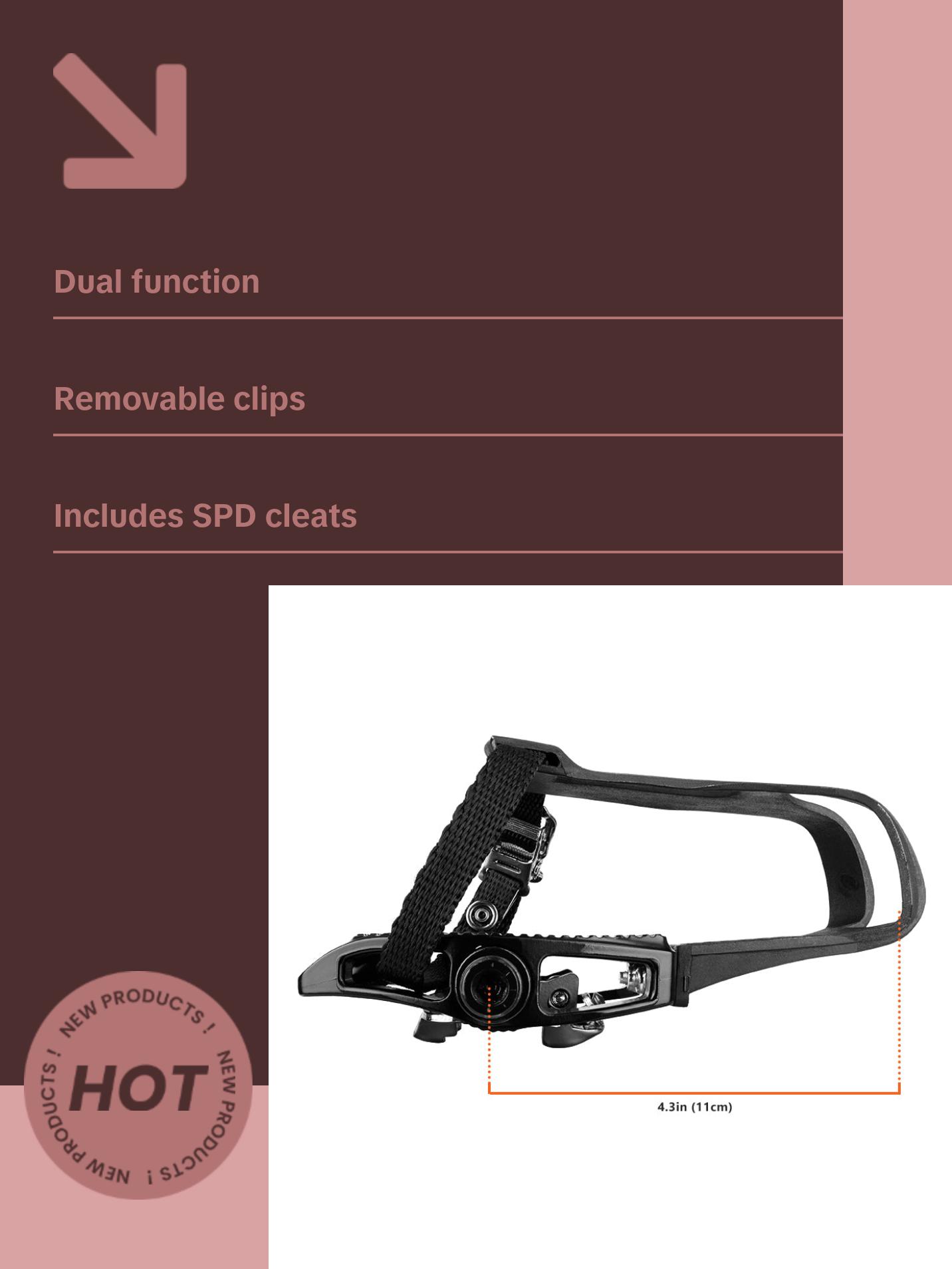 BV Bike 9/16in Pedals with Toe Clips (Shimano SPD Cleats included) | BV-PD-S5