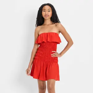Women's Drop Waist Ruffle Mini A-Line Dress - Future Collective