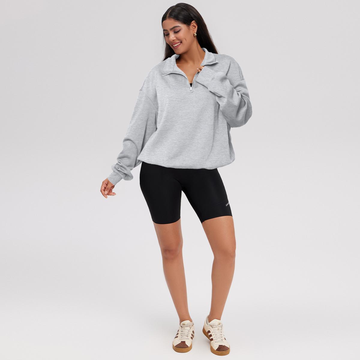 OQQ Women’s Athleisure Half-Zip Mock Neck Fall Long Sleeve Comfy Relaxed Casual Sweatshirts – Casual Lightweight Pullover Tops SpringStatements