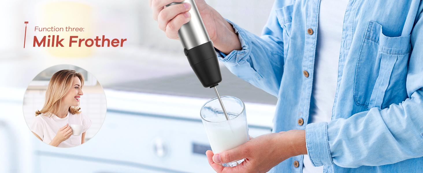 Ganiza 7 in 1 Electric Immersion Blender Handheld, Max 1000W, 15 Speed and Turbo Mode, Stainless Steel, With 1500ml Food Processor and Other 6 Pieces Blade Clean kitchenaid stand mixer frother Easy Powerful Control Fruit Juicer