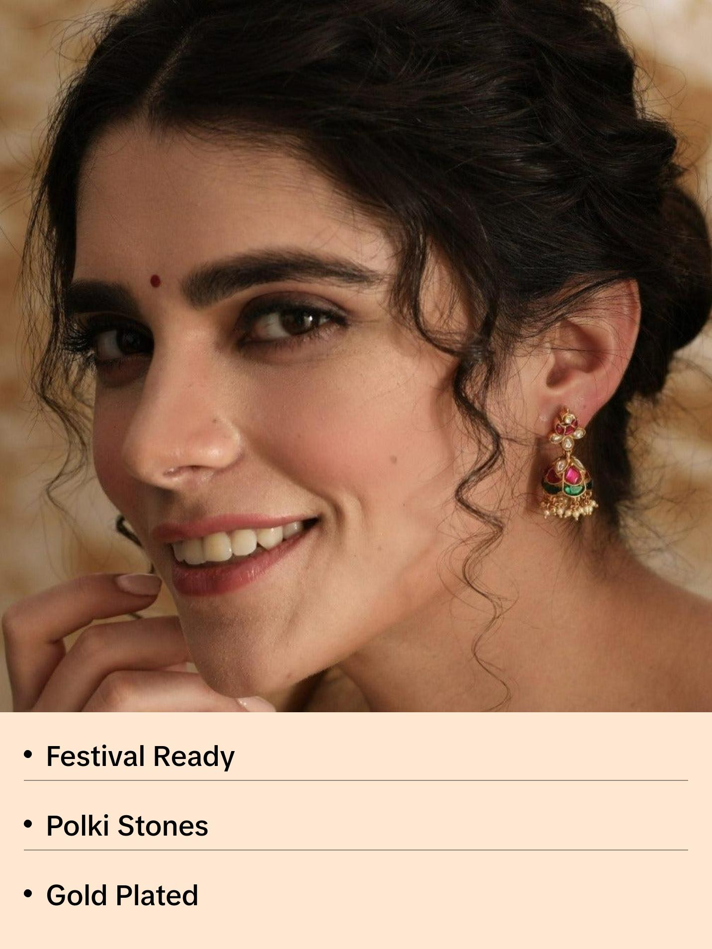 Diya Kempu Jadau Silver Jhumka Earrings