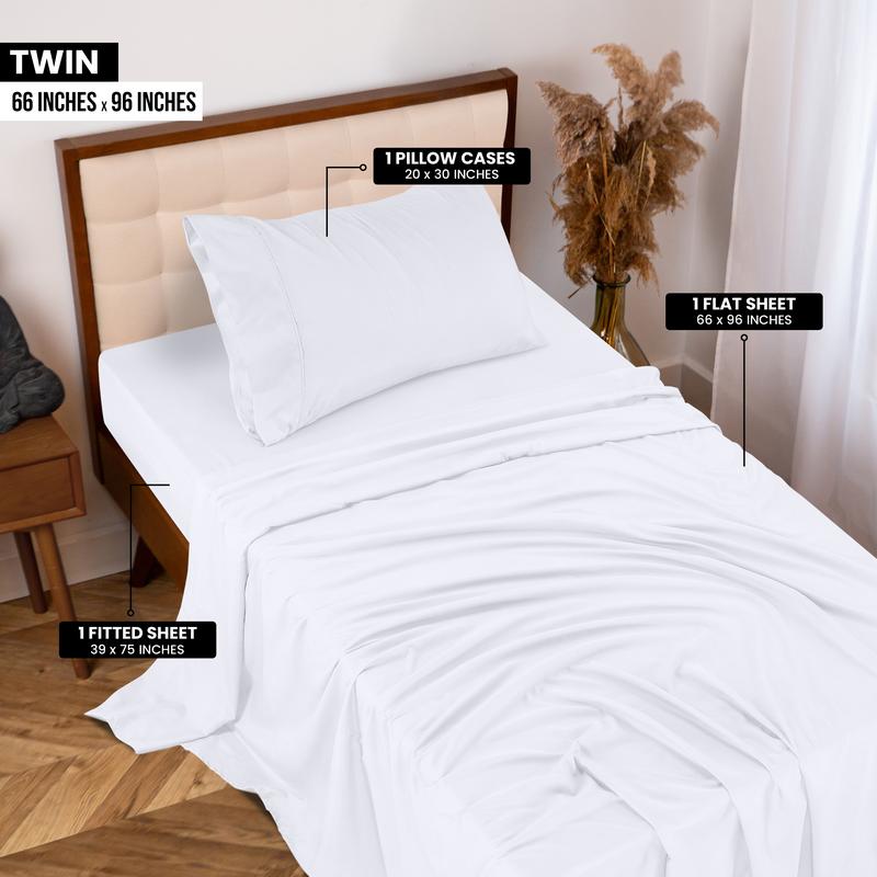 Utopia Bedding Microfiber 4 Piece Bedsheet Set - Soft, Shrink and Fade Resistant – Luxurious Comfort for Peaceful Sleep - Easy Care - Queen, White bed sheets