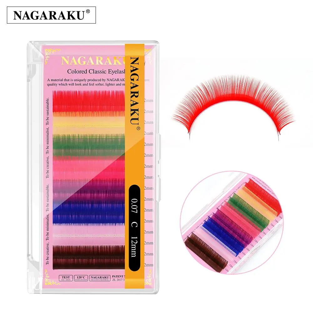 NAGARAKU 16 Rows Macaron 8 Colors Rainbow Colored Eyelash Extension Faux Mink Color Eyelashes Colorful Eyelash Maquiagem Cilios 2026 New