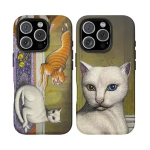 Vintage M-Mitski Miyawaki M-Mitsuki Laycock Cat Art Phone Case – Surreal Cat Inspired Aesthetic Cover with Artistic Design for iPhone 17 16 15 14 13 12 11 Pro Max X XS XR & Samsung Galaxy S21–S25 Plus Ultra| Retro Gallery Style Animal Lover Gift