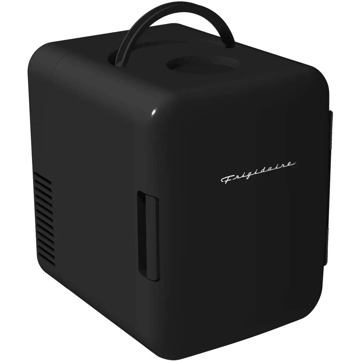 Frigidaire EFMIS129-BLACK Retro Design Mini Fridge - Quiet 6-Can Beverage Refrigerator, Black, with Car Adapter for Dorm Room, Office & Small Spaces, Compact Desktop Mini-Fridge Refrigerators
