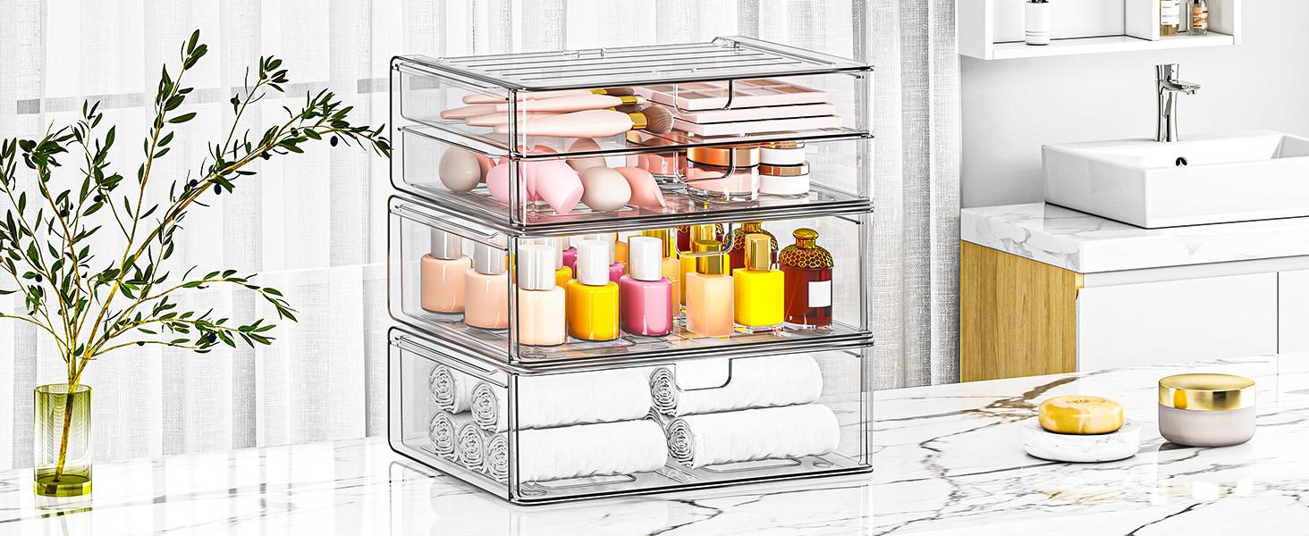 6-Pack Clear Acrylic Stackable Storage Boxes, Multi-Purpose Desktop Organizer for Makeup, Cosmetics & Office Supplies 6-Pack Clear Acrylic Stackable Storage Boxes, Multi-Purpose Desktop Organizer for Makeup, Cosmetics & Office Supplies