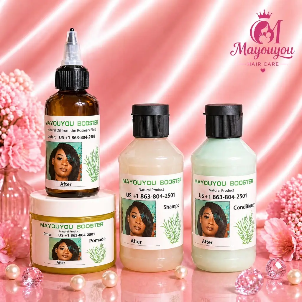 Mayouyou 4-Piece Hair Care Booster Kit - 2 oz Hair Oil, 4 oz Pomade, Shampoo, Conditioner