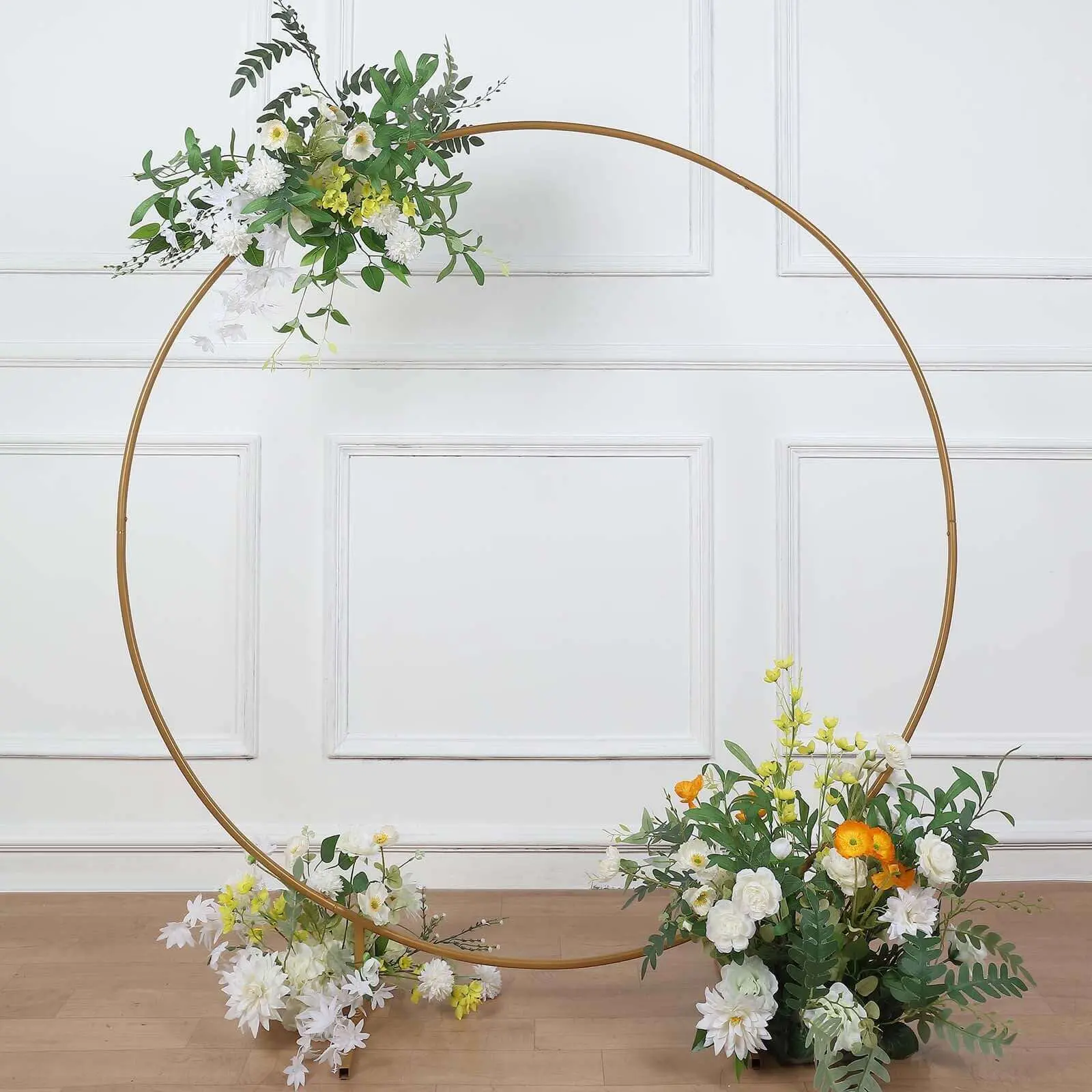 5ft Gold Metal Frame Balloon Arch - Round Shape Customizable Balloon Decor, Festive Backdrop for Wedding, Christmas Party Supplies, Circle Balloon Arch