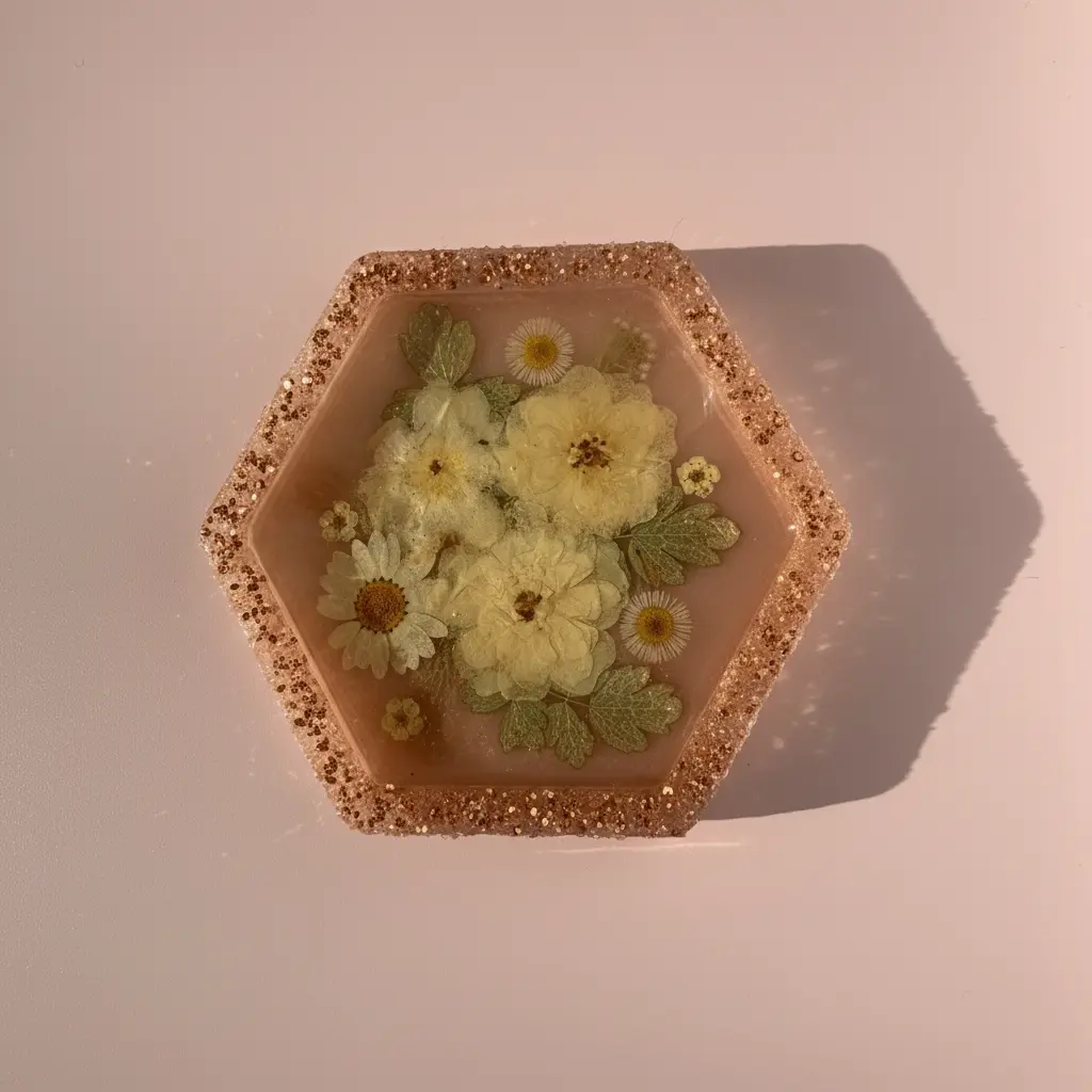 Hexagon Pressed Flower Catchall Tray | Simplicity