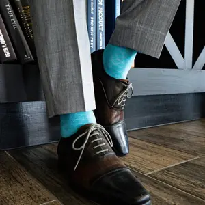 Turquoise Diamonds - A Turquoise Sock with a Contrasting Diamond Pattern