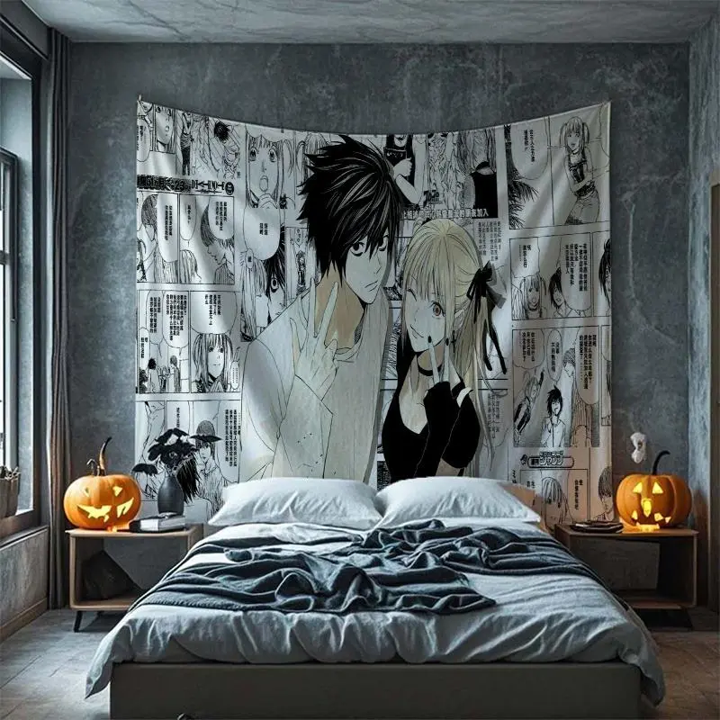 Anime Death Note Polyester Tapestry - Home Decor for Living Room & Bedroom, Machine Washable, Easy-to-Hang Home Textile Gift