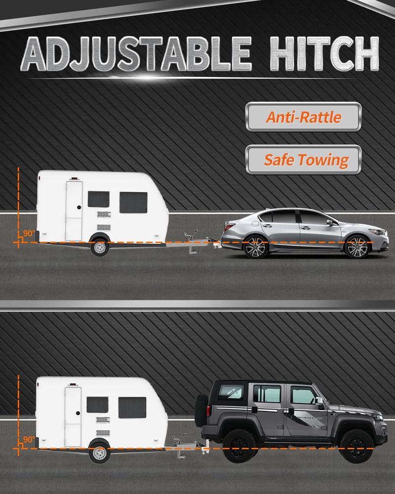 METOWARE Adjustable Trailer Hitch - Aluminum Tow Hitch Fits 2.5-Inch Receiver - Heavy Duty Drop Hitch with 6-Inch Drop/Rise for Truck (18,000 LBS GTW), Double Stainless Steel Locks & Hitch Pin