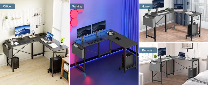 Furnest Furniture Indoor Furniture L Shaped Computer Desk - Gaming/Work Table Corner Desk 50 Inch PC Writing Desk Study Desks with Wooden Desktop CPU Stand Side Bag Reversible for Home Office Dorm Small Space Furnest Furniture Indoor Furniture L Shaped Computer Desk - Gaming/Work Table Corner Desk 50 Inch PC Writing Desk Study Desks with Wooden Desktop CPU Stand Side Bag Reversible for Home Office Dorm Small Space