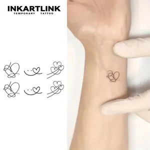 INKARTLINK Magic Tattoo 3 Sheets, Waterproof, Semi-permanent, Long-lasting, Temporary, Simple Fake Tattoo Sticker, Small Love Tattoo, Juice, Party Tattoo, Art Tattoo