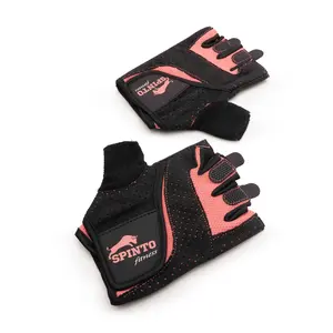 Breathable Women’s Weightlifting Gloves for Gym & Fitness | Pink & Black Half-Finger Design | Durable, No-Slip Grip | Comfortable SPINTO Workout Gear