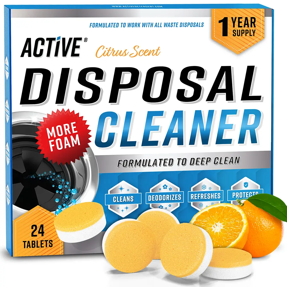 Garbage Disposal Cleaner Deodorizer Tablets - 24 Pack, New Powerful XL Foaming Tablet - Fresh Citrus Foam Sink, Garburator, Disposer Freshener, Natural...